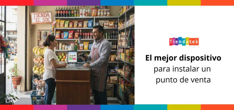 Tableta y computadora mostrando el sistema de punto de venta Tiendatek